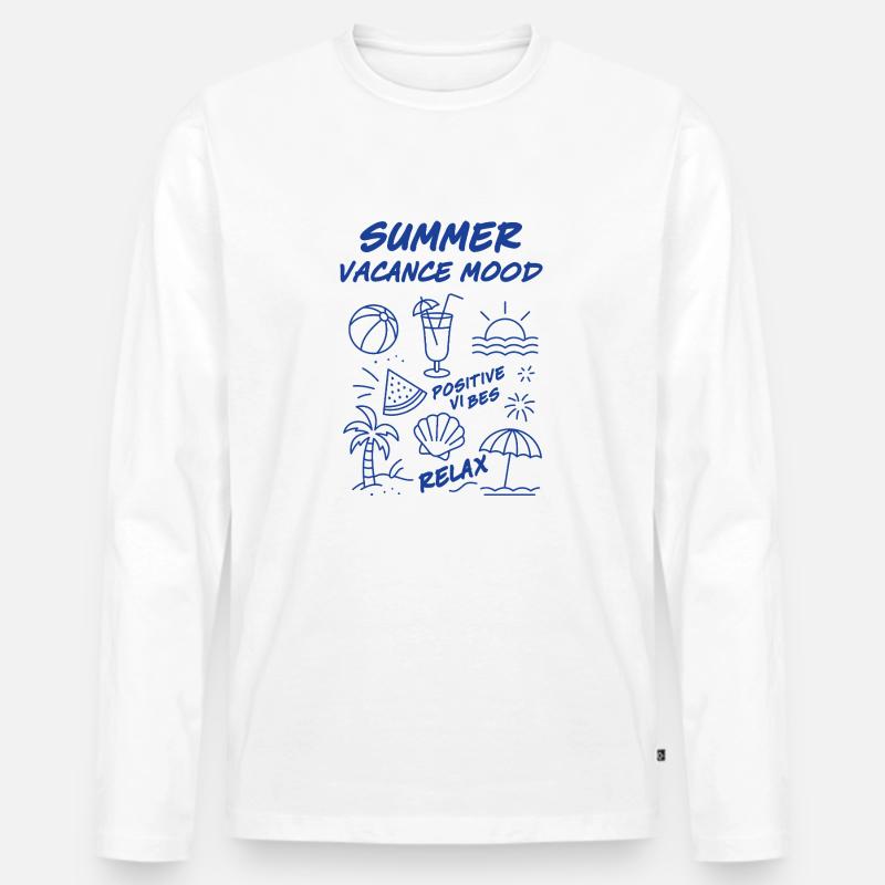 Sommerferien - Männer Premium Bio Langarmshirt - Weiß