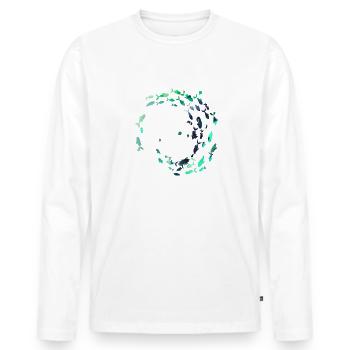 École de poissons,poissons,peinture,graffiti,bleu - T-shirt manches longues Premium bio Homme - blanc - Devant - Nico (187cm)