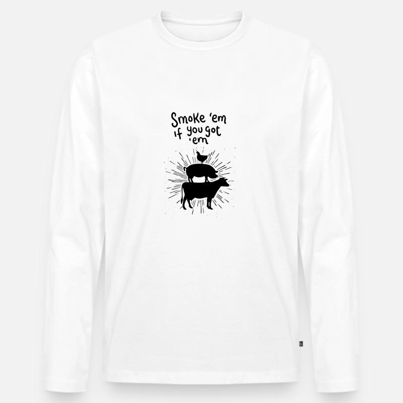 Lecker Fleisch - Männer Premium Bio Langarmshirt - Weiß