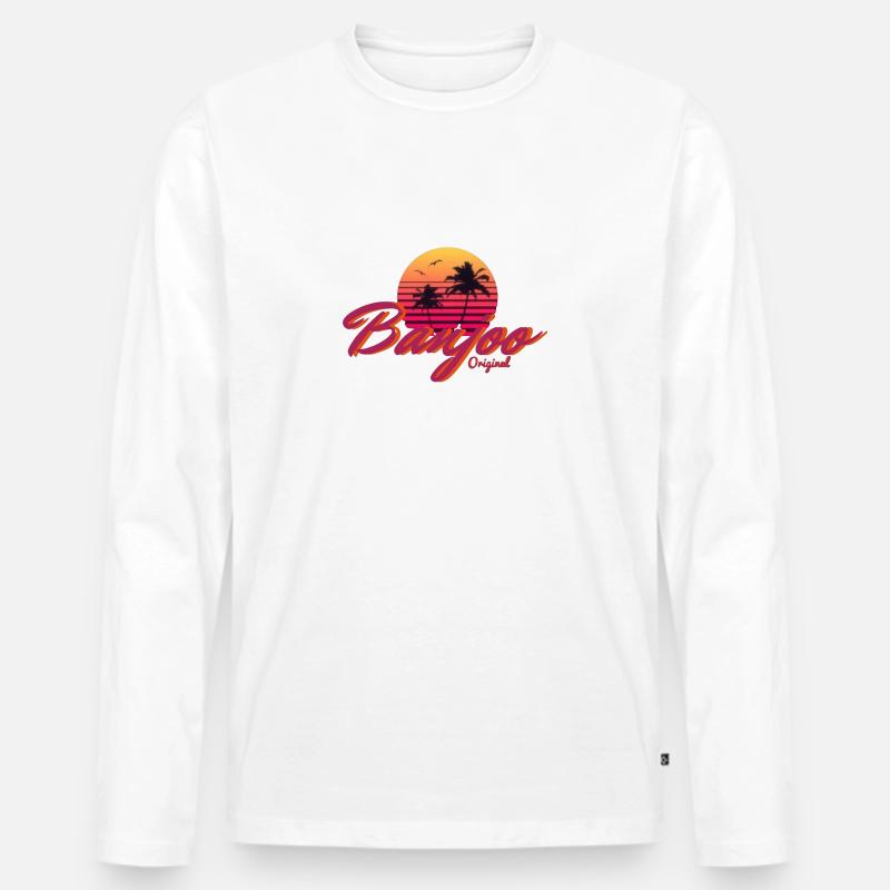 Banjoo Sunset - Männer Premium Bio Langarmshirt - Weiß