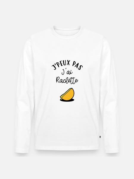 J'peux pas J'ai Raclette - T-shirt manches longues Premium bio Homme - blanc