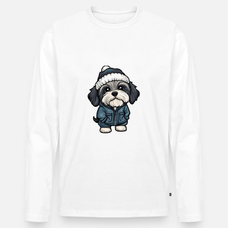 Havanese Hund Winter - Männer Premium Bio Langarmshirt - Weiß
