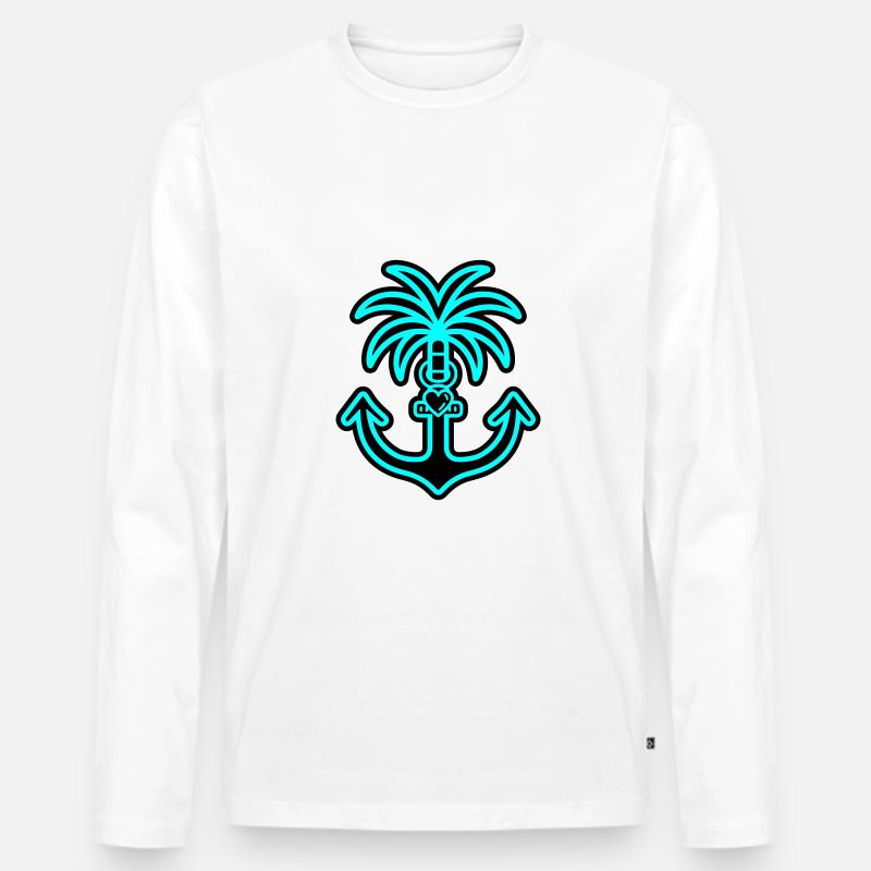 Palme Anker Herz Liebe - Männer Premium Bio Langarmshirt - Weiß