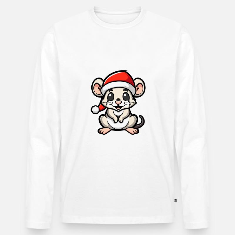 Maus Weihnachten - Männer Premium Bio Langarmshirt - Weiß