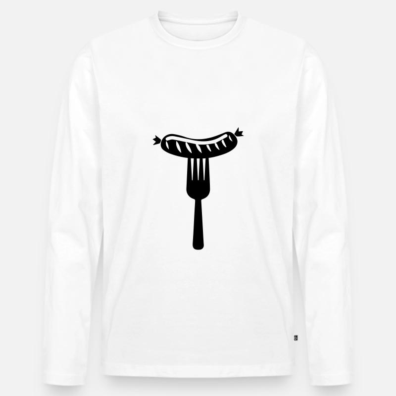 Bratwurst Fleisch icon - Männer Premium Bio Langarmshirt - Weiß