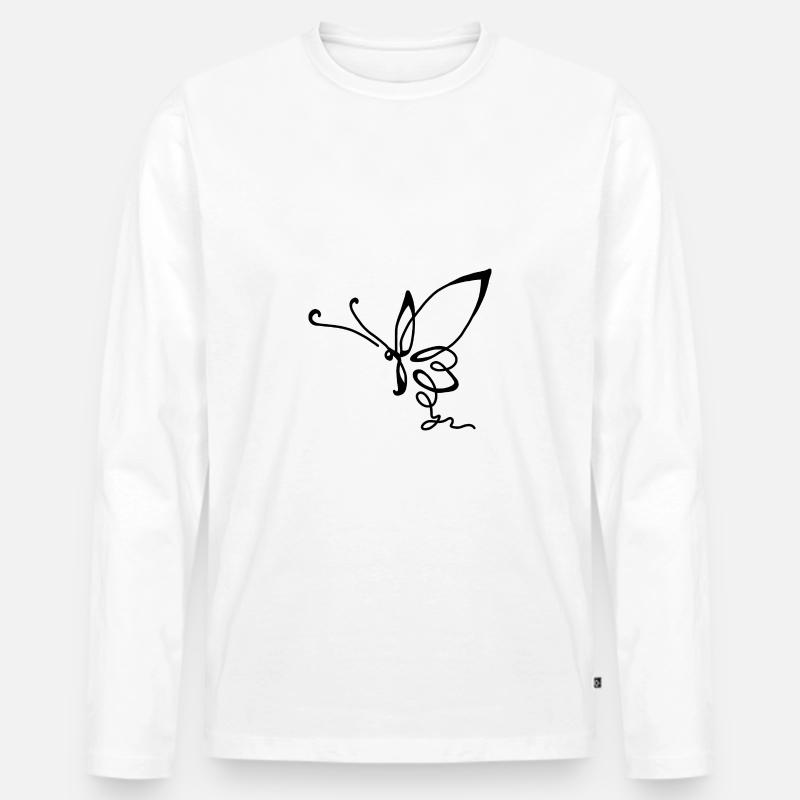 Schmetterling Frei Frühling - Männer Premium Bio Langarmshirt - Weiß