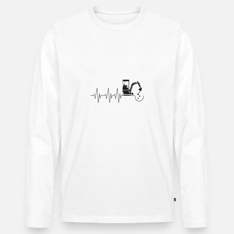 Minibagger Bagger Baggerfreund Baggerfahrer Puls - Männer Premium Bio Langarmshirt - Weiß