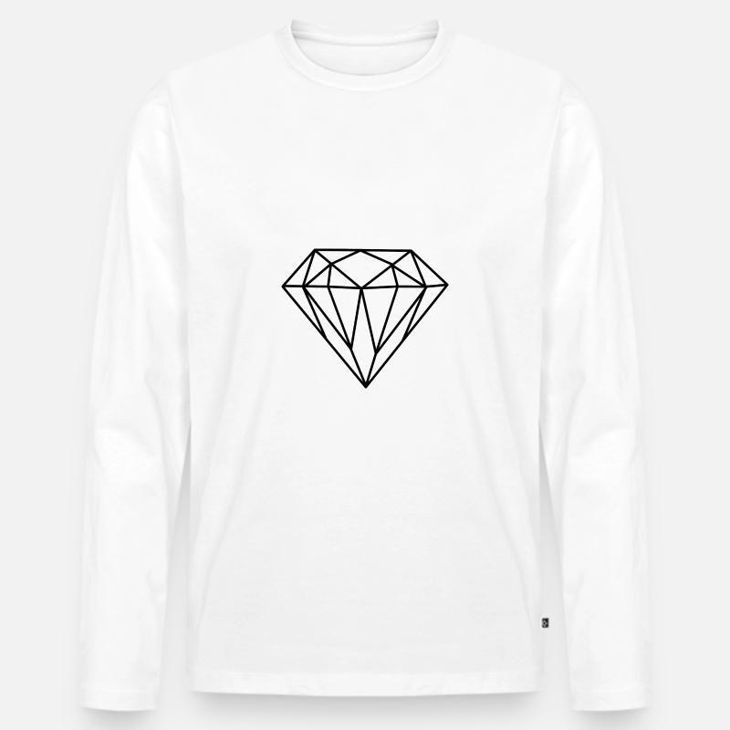 Diamant Funkel Edel - Männer Premium Bio Langarmshirt - Weiß