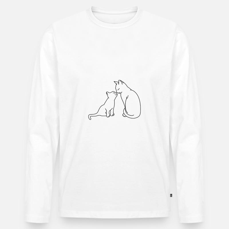 Katzer Mutter Kind - Männer Premium Bio Langarmshirt - Weiß