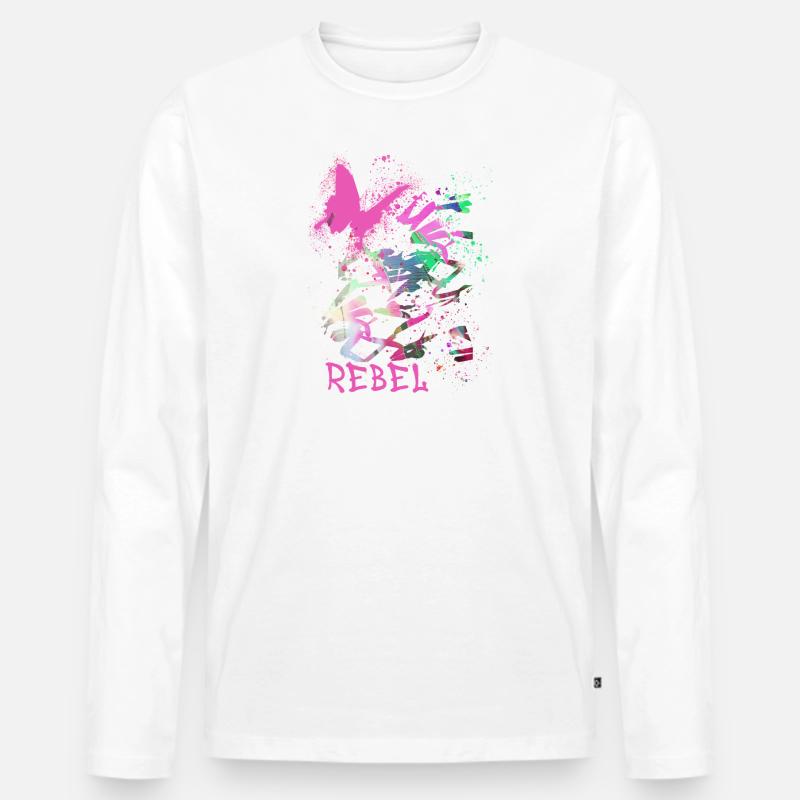 kunst,schmetterling,graffiti,bunt,malerei,rebel - Männer Premium Bio Langarmshirt - Weiß