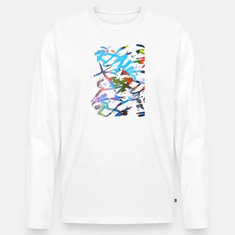 muster ,graffiti,bunt,malerei,kunst,blau - Männer Premium Bio Langarmshirt - Weiß