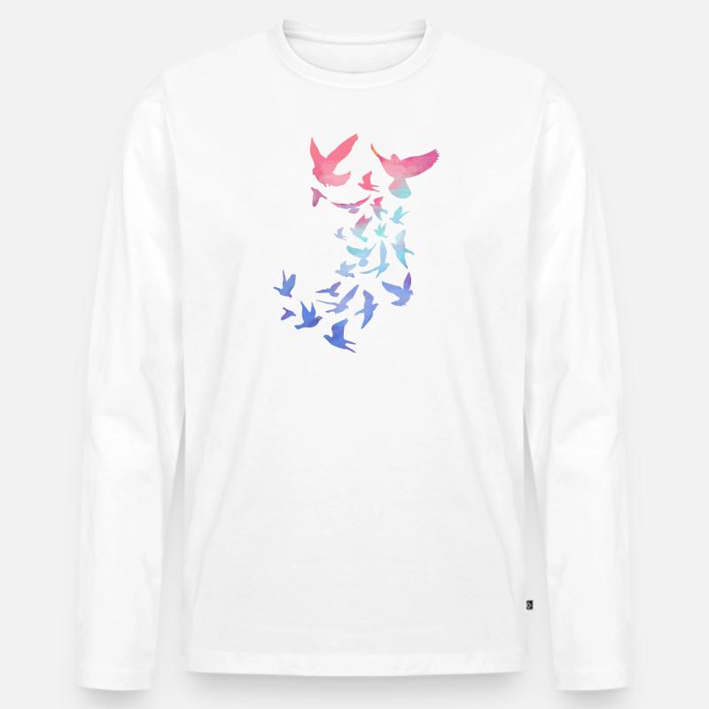 tauben,taube,vögel,vogelschwarm,bunt,graffiti - Männer Premium Bio Langarmshirt - Weiß