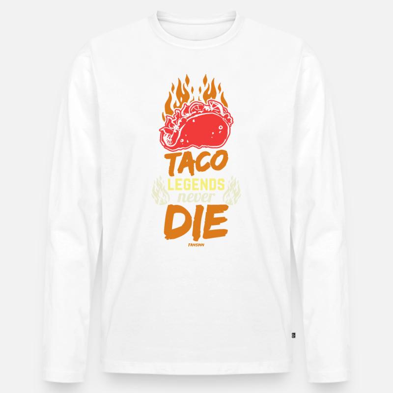 Taco Legends Never Die - Männer Premium Bio Langarmshirt - Weiß