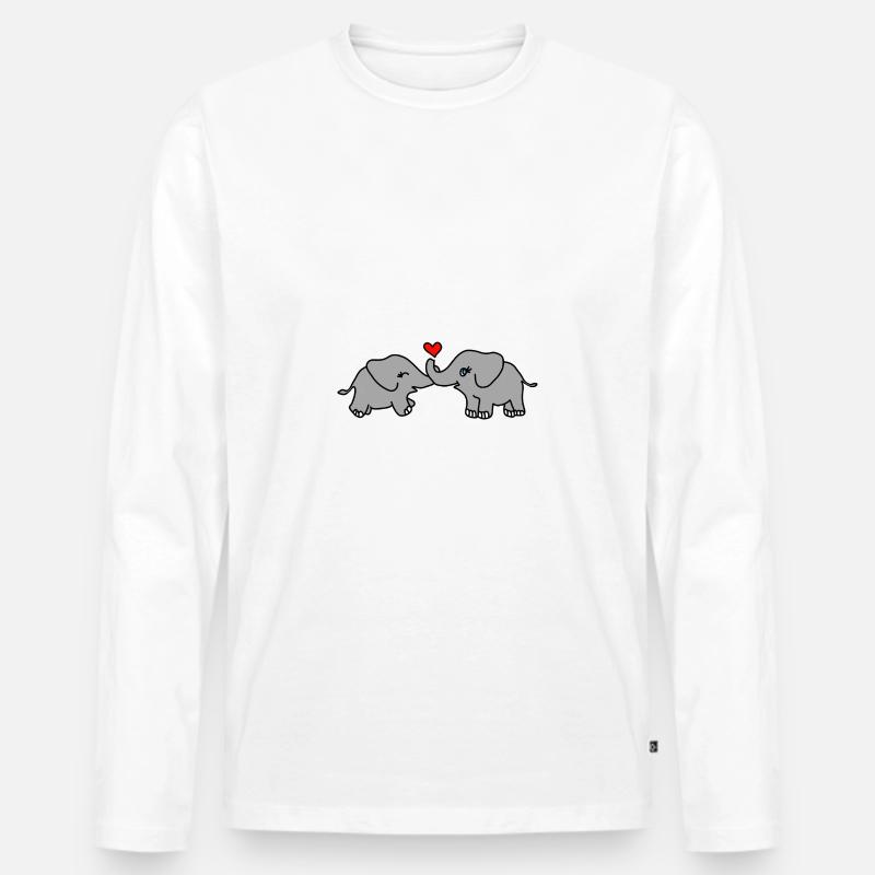 Elefant Liebe Herz - Männer Premium Bio Langarmshirt - Weiß