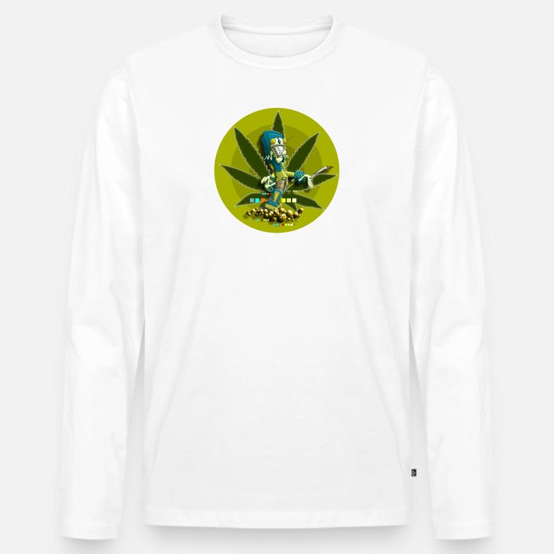 Ganja Smoker - Männer Premium Bio Langarmshirt - Weiß