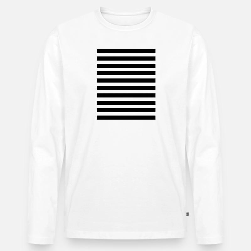 Streifen gestreift quer Muster Querstreifen - Männer Premium Bio Langarmshirt - Weiß