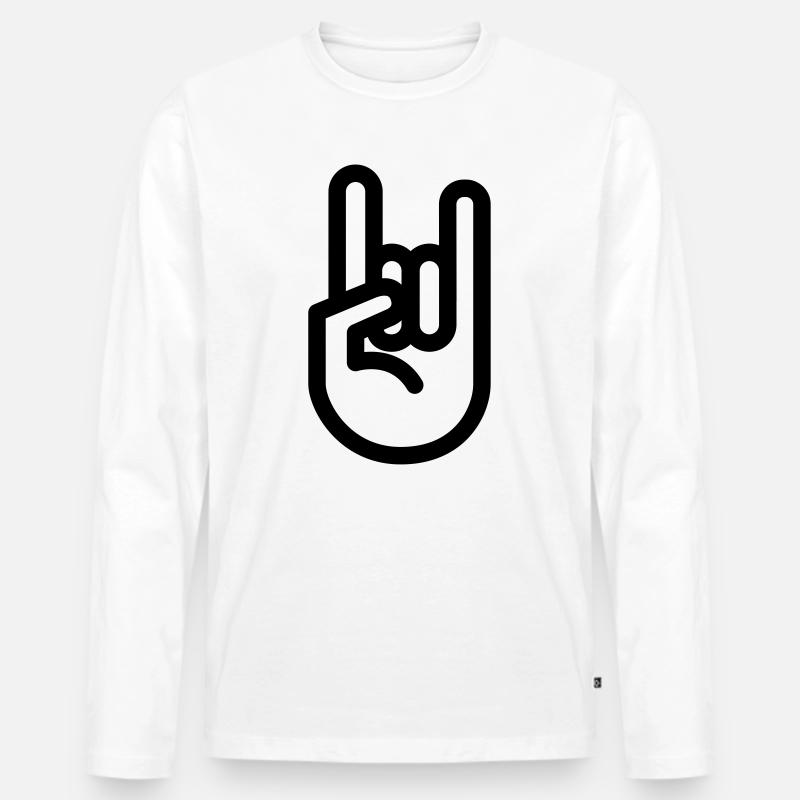 hand rock - Männer Premium Bio Langarmshirt - Weiß