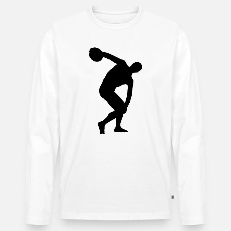 Diskuswerfen - Männer Premium Bio Langarmshirt - Weiß