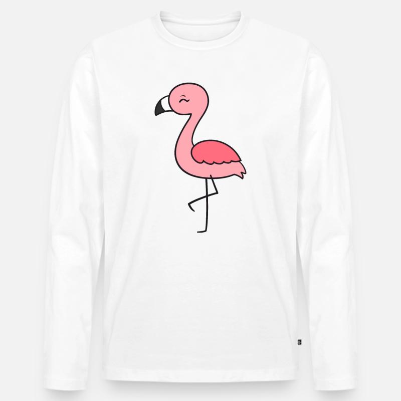 Flamingo - Männer Premium Bio Langarmshirt - Weiß