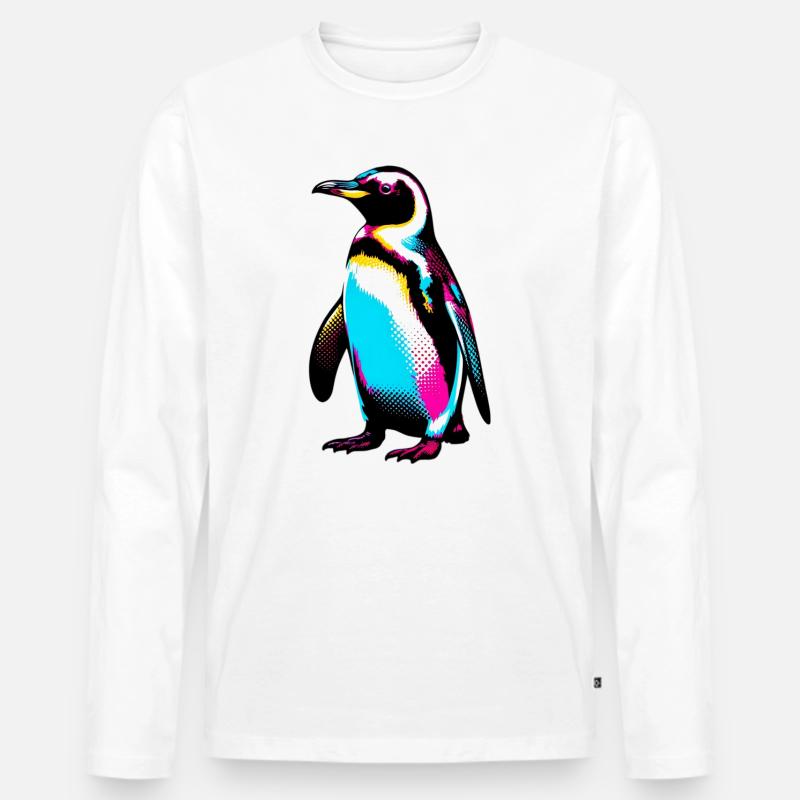 Pinguin - Männer Premium Bio Langarmshirt - Weiß