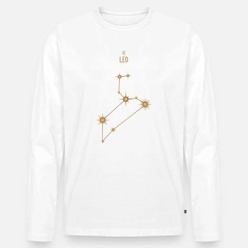 Löwe Sternzeichen Sternkonstellation Goldene Töne - Männer Premium Bio Langarmshirt - Weiß