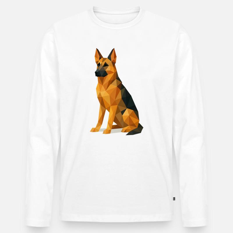 Deutscher Schäferhund in Low Poly - Männer Premium Bio Langarmshirt - Weiß