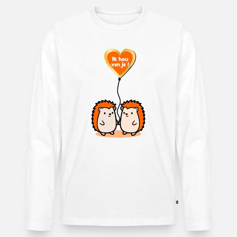 Ich liebe euch, Igel - Männer Premium Bio Langarmshirt - Weiß