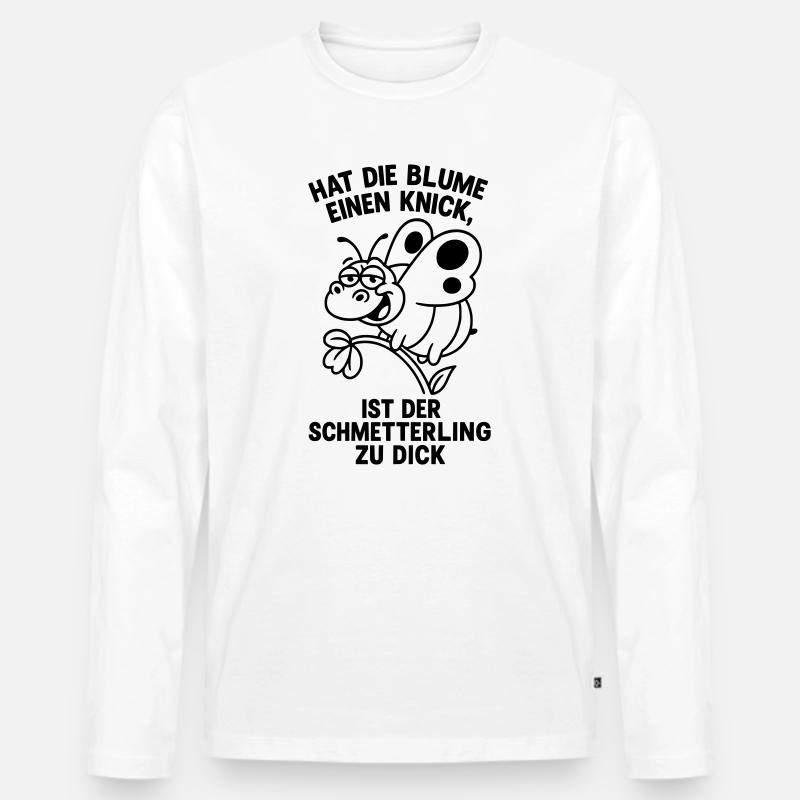 schmetterling zu dick spruch witzig - Männer Premium Bio Langarmshirt - Weiß