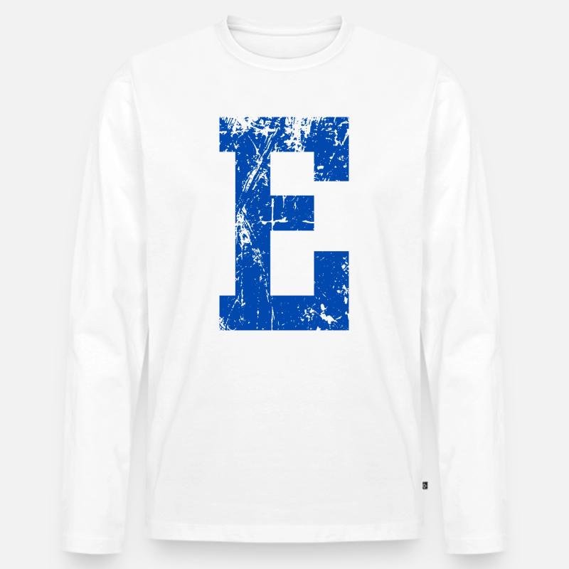 Letter e sport retro - Männer Premium Bio Langarmshirt - Weiß