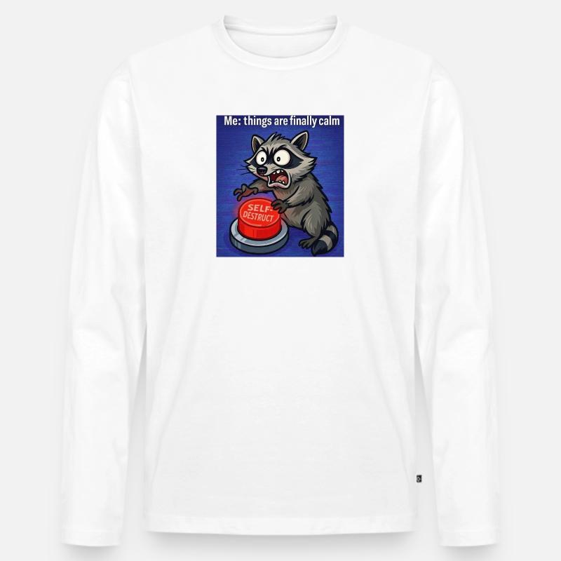Waschbär-Selbstzerstörungs-Meme - Männer Premium Bio Langarmshirt - Weiß