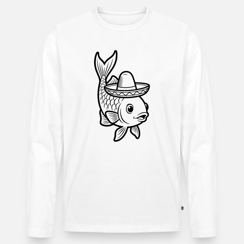 Fischsombrero - Männer Premium Bio Langarmshirt - Weiß