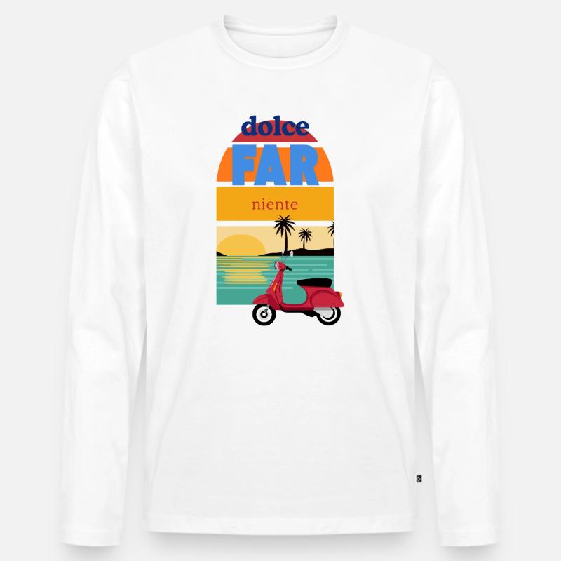 Dolce Far Niente Retro Sunset - Männer Premium Bio Langarmshirt - Weiß