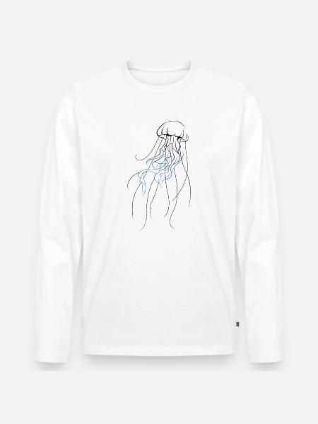 Design Jellyfish - Männer Premium Bio Langarmshirt - Weiß