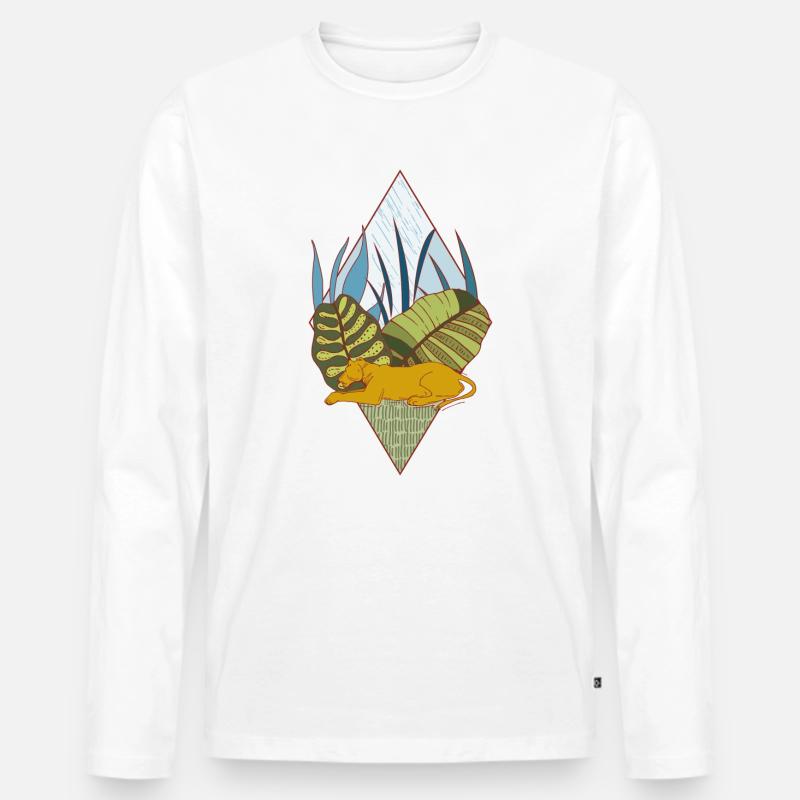 Polygon Löwin - Männer Premium Bio Langarmshirt - Weiß