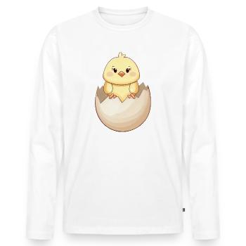 Cute kawaii chick, hatching from eggshell - Men's Premium Organic Long Sleeve Shirt - white - Front - Nico (187cm)