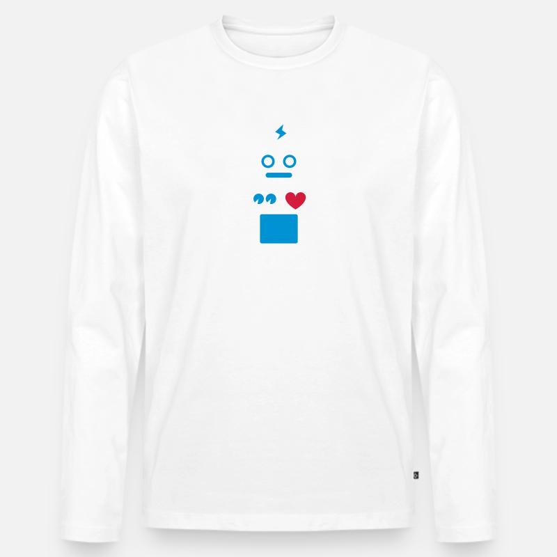 Roboter / Robot #2_3c - Männer Premium Bio Langarmshirt - Weiß