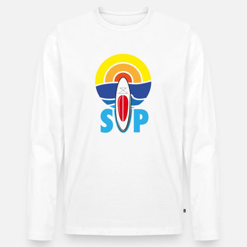 SUP - Stand UP Paddle - Männer Premium Bio Langarmshirt - Weiß