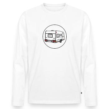 Caravane avec logo rond blanc - T-shirt manches longues Premium bio Homme - blanc - Devant - Nico (187cm)
