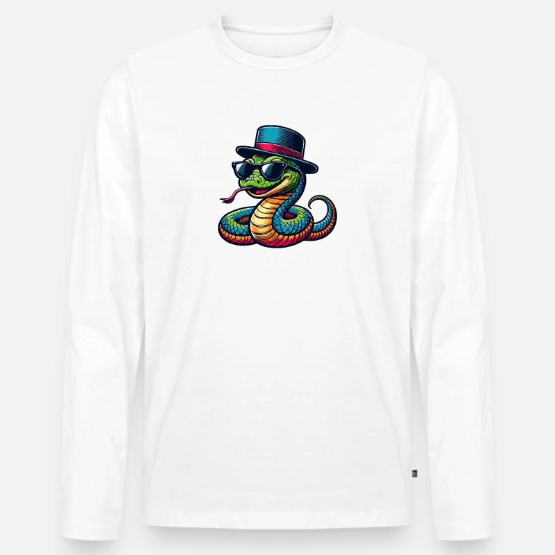 Coole Schlange - Männer Premium Bio Langarmshirt - Weiß