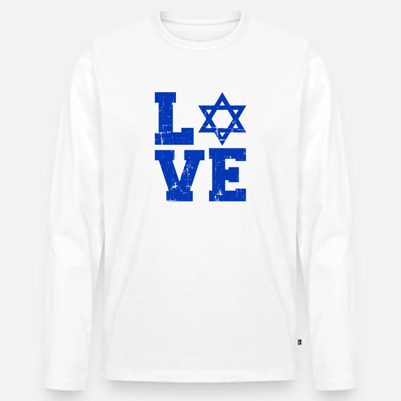 Israel - Männer Premium Bio Langarmshirt - Weiß