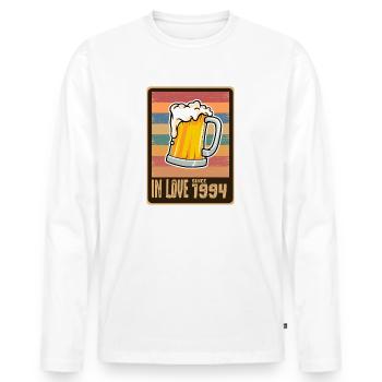 I love beer since 1994 - Men's Premium Organic Long Sleeve Shirt - white - Front - Nico (187cm)