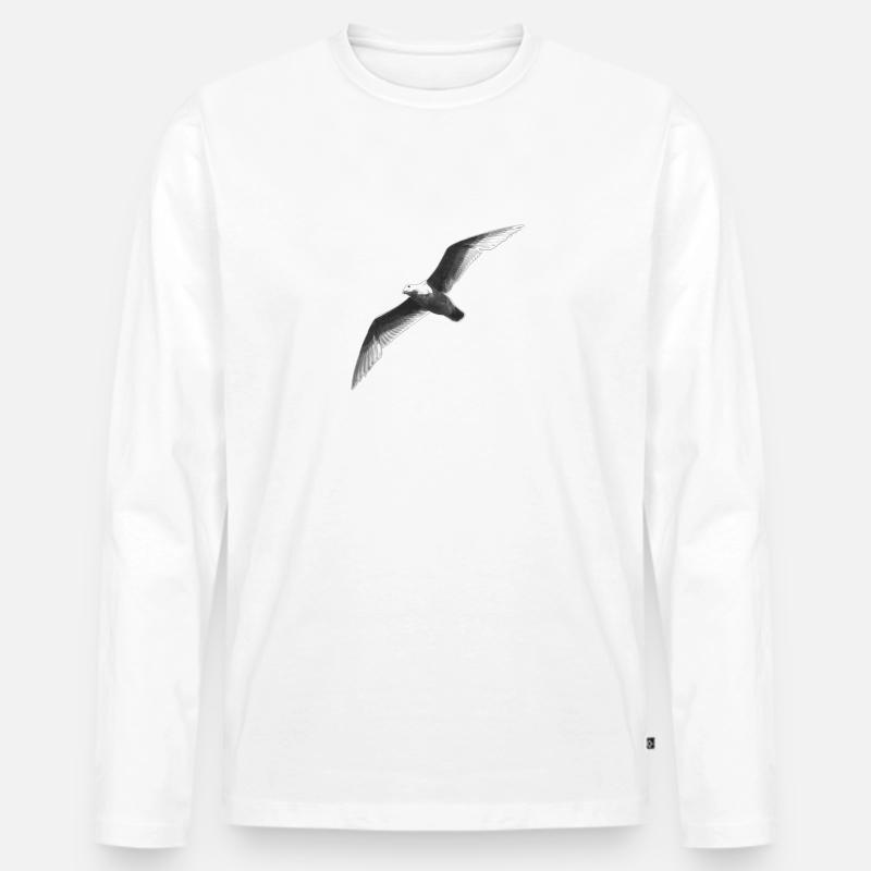 Schwarz Weiss Möwe Im Flug - Männer Premium Bio Langarmshirt - Weiß