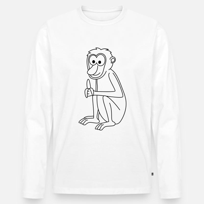 Affe comic Tier - Männer Premium Bio Langarmshirt - Weiß