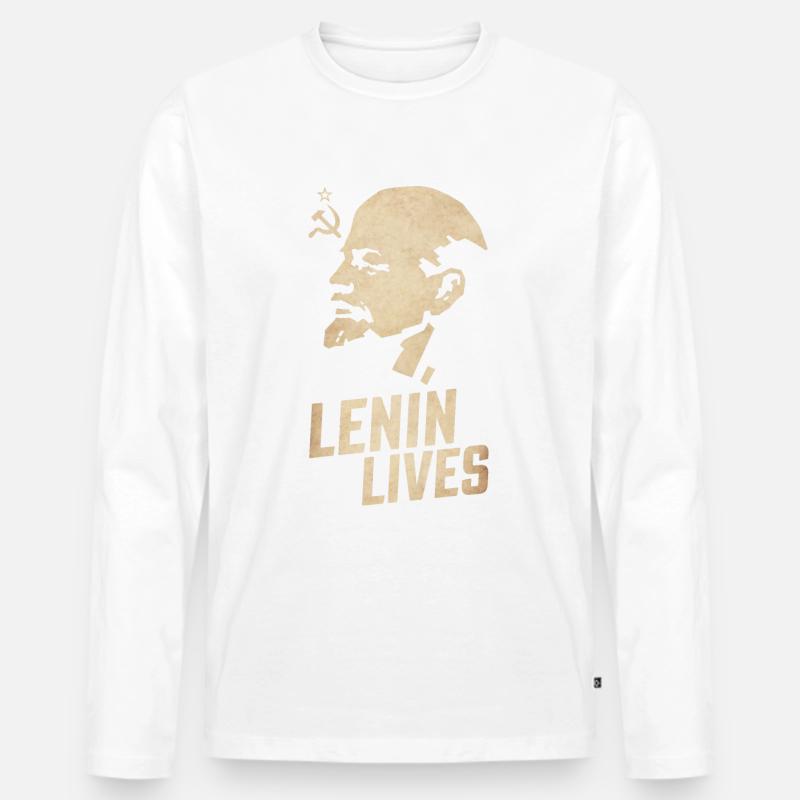 Lenin lebt - Männer Premium Bio Langarmshirt - Weiß