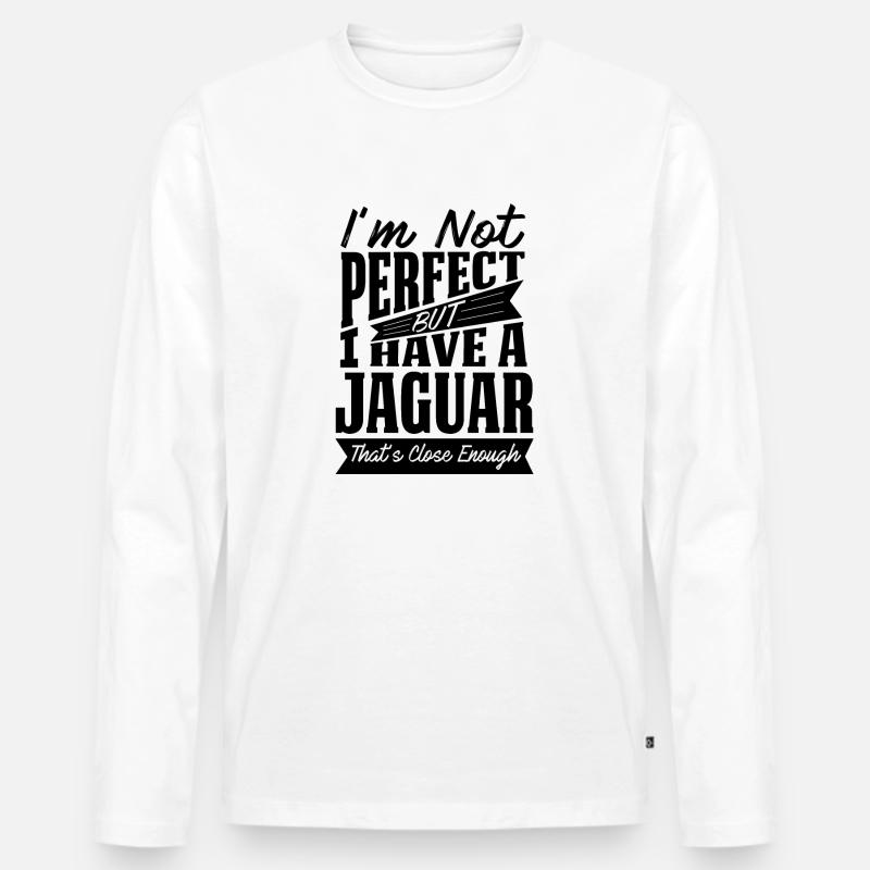 PERFEKT MIT JAGUAR B. - Männer Premium Bio Langarmshirt - Weiß