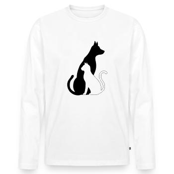 Hund katze silhouette - Männer Premium Bio Langarmshirt - Weiß - Vorne - Nico (187cm)