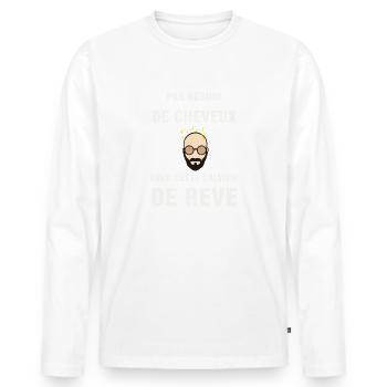 Calvitie de rêve humour chauve - T-shirt manches longues Premium bio Homme - blanc - Devant - Nico (187cm)