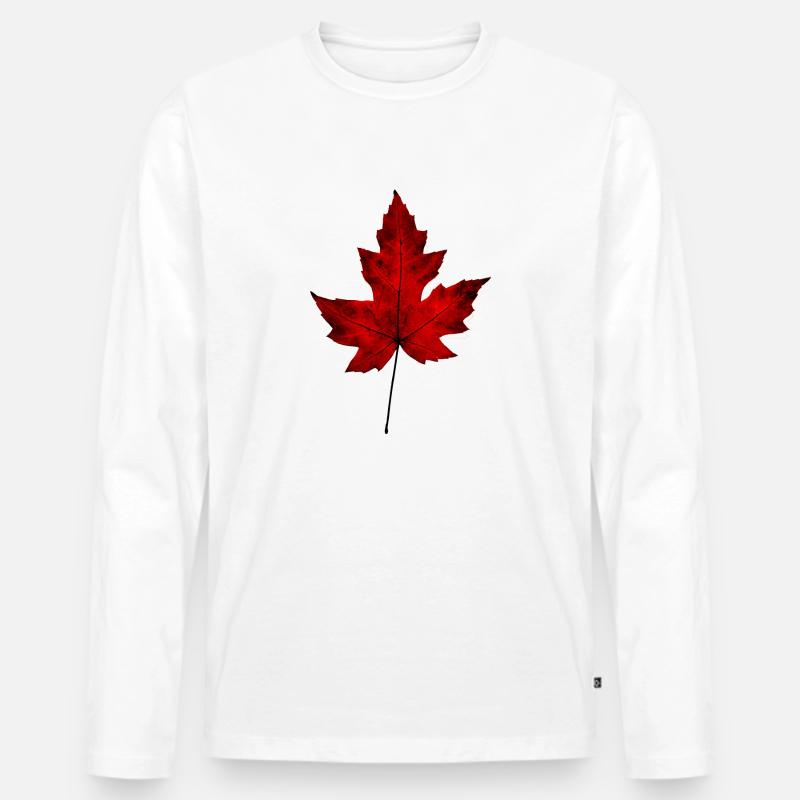 Herbstblatt - Männer Premium Bio Langarmshirt - Weiß