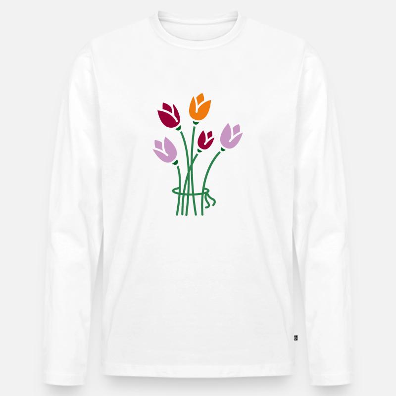 Blumen - Männer Premium Bio Langarmshirt - Weiß