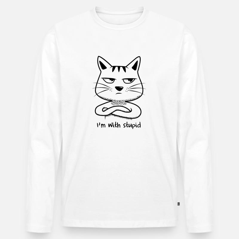 Ich bin mit dumm - Männer Premium Bio Langarmshirt - Weiß